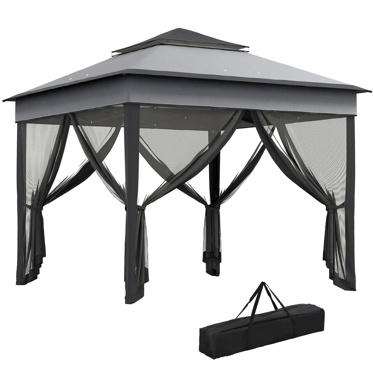10.7 x 10.7ft Pop Up Gazebo, Adjustable Sun Shelter, Dark Grey Pop Up Canopies at Gallery Canada