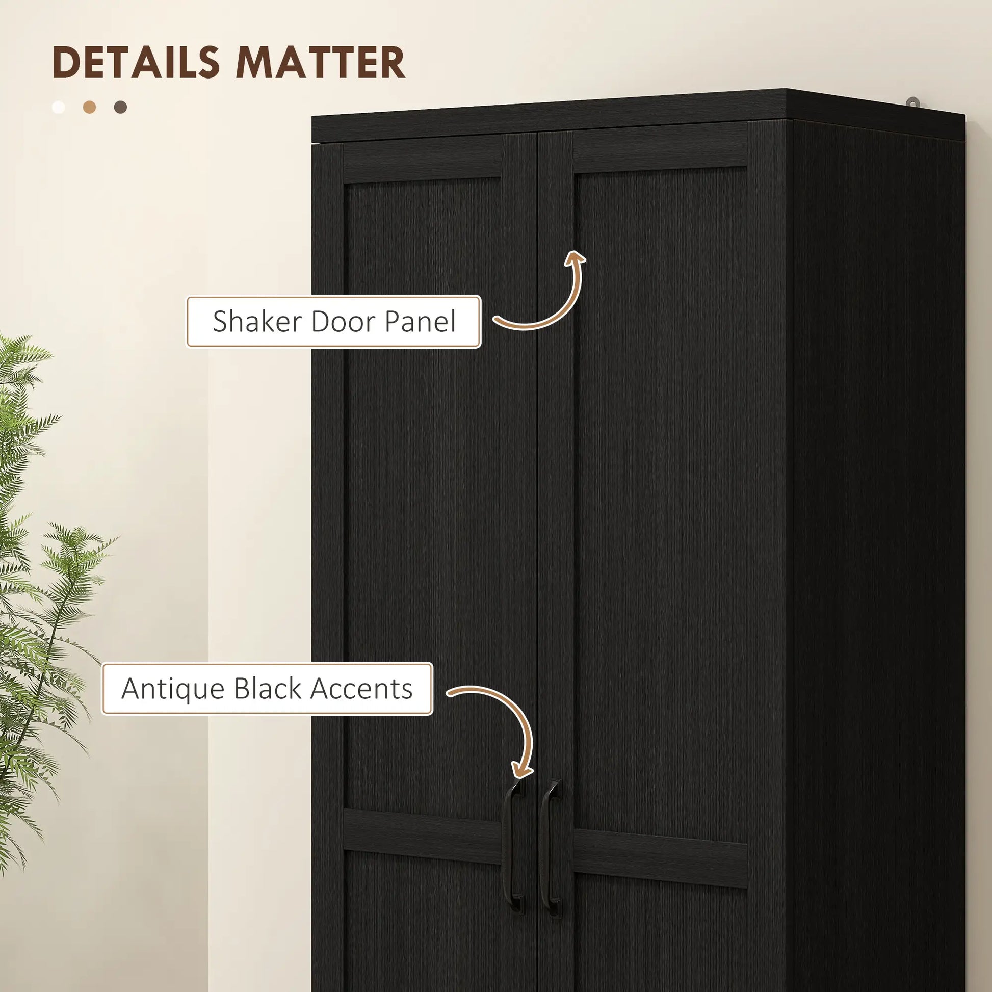 63" Kitchen Storage Cabinet, 5-Tier Pantry with Doors, Adjustable Shelves, Black Kitchen Pantry Cabinets at Gallery Canada