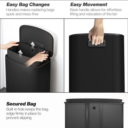13.2 Gal Fingerprint-Proof Trash Can, Black