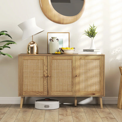 Bohemian Sideboard, Rattan Doors, Adjustable Shelf, Natural Wood Storage Cabinets at Gallery Canada