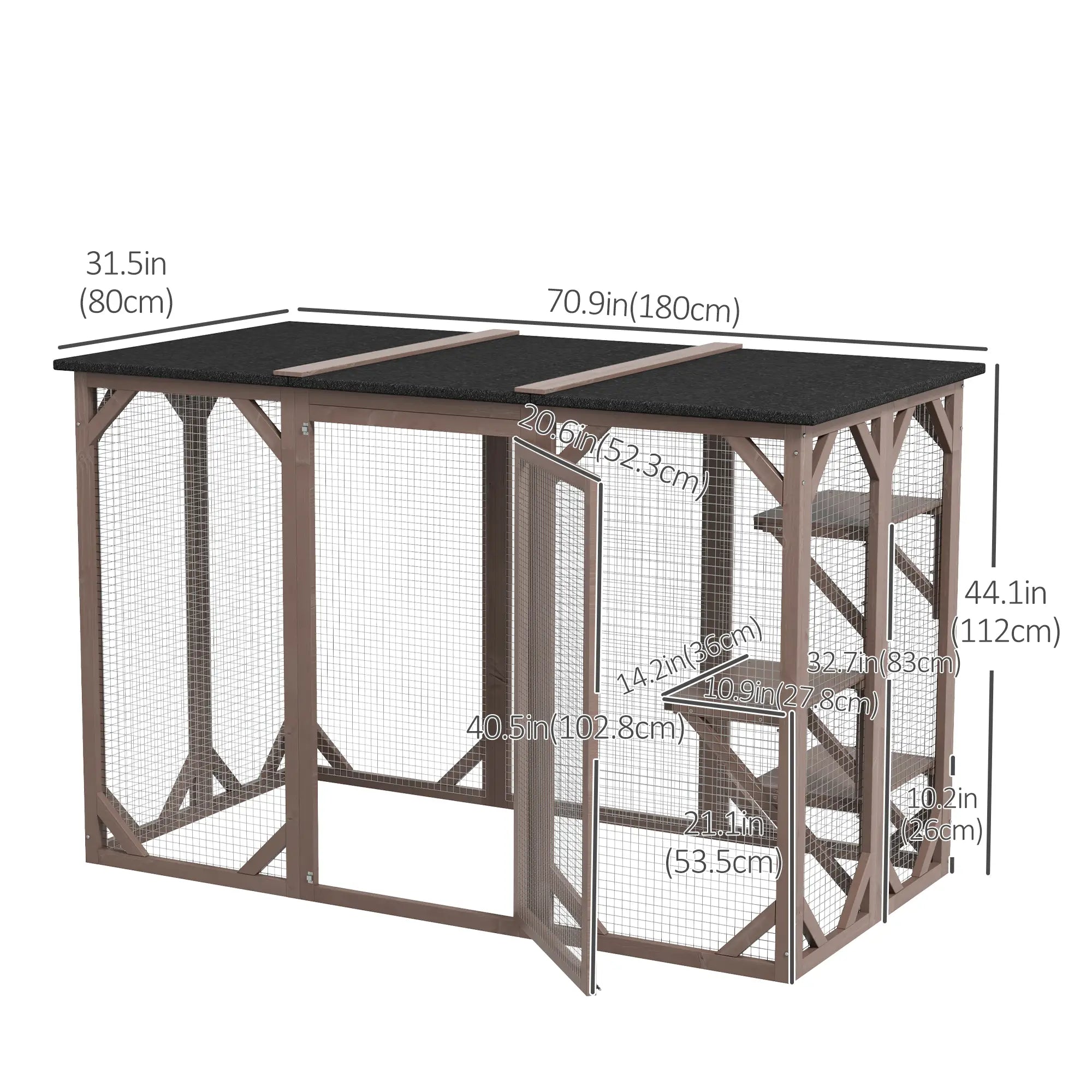 Indoor Outdoor Cat Cage, Catio Enclosure, Small Animal Hutch for Rabbit, Kitten, 3-Level, Lock, Camel Outdoor Cat Enclosures at Gallery Canada