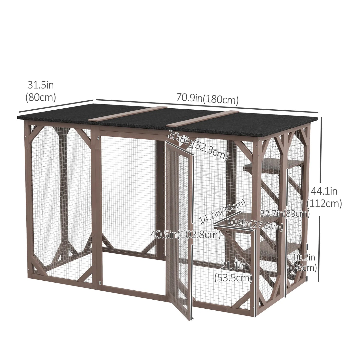 Indoor Outdoor Cat Cage, Catio Enclosure, Small Animal Hutch for Rabbit, Kitten, 3-Level, Lock, Camel Outdoor Cat Enclosures at Gallery Canada