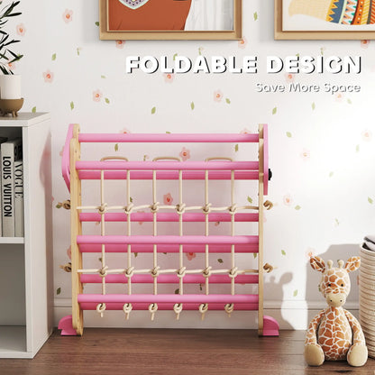 8-in-1 Pikler Triangle Set, Foldable Wooden Climbing Toys, Pink Kids Gym & Playmats at Gallery Canada