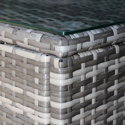 3-Piece Wicker Patio Set, Rattan Bistro with Coffee Table, Cushions, Blue Bistro Sets at Gallery Canada