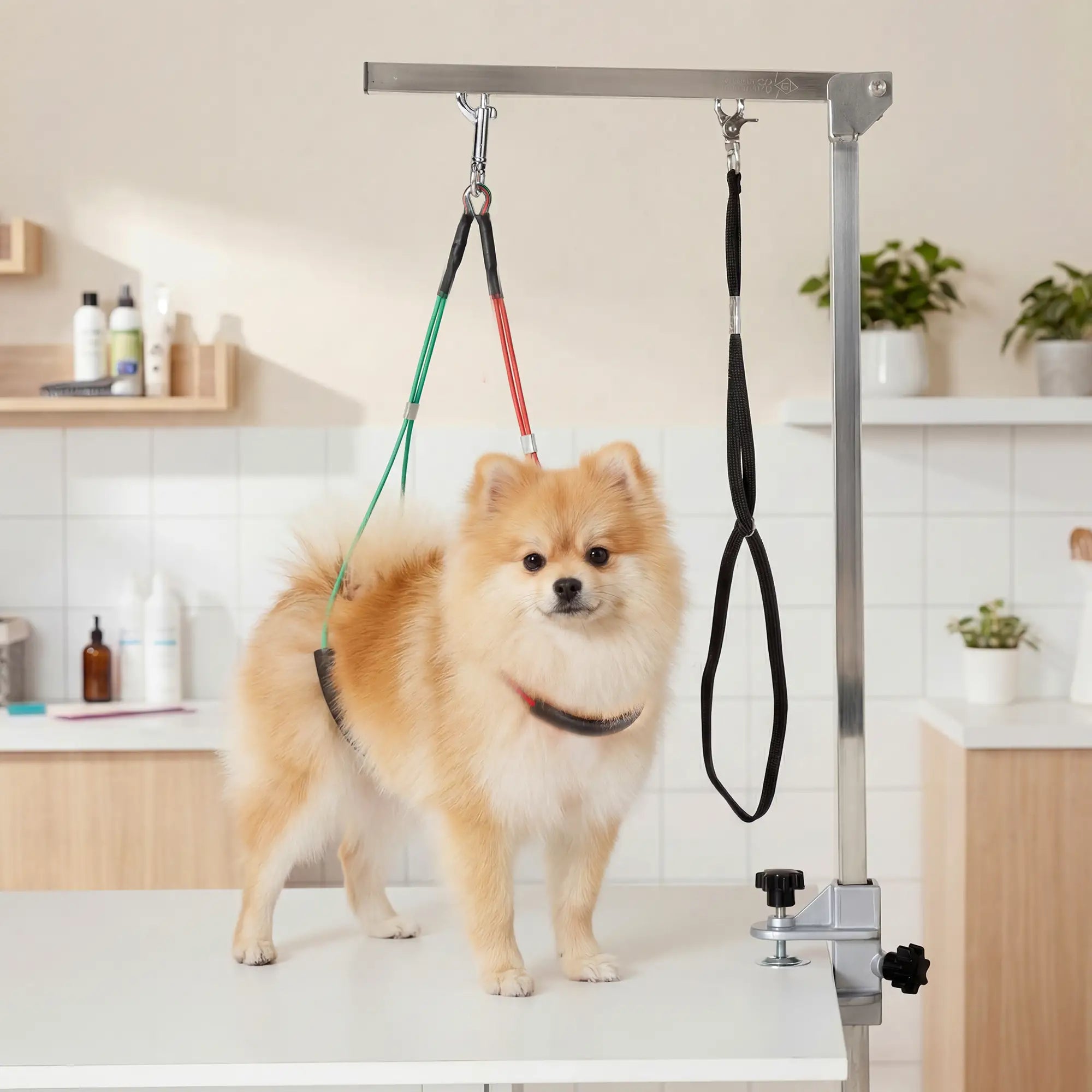 Adjustable Pet Grooming Arm With Clamp, Haunch Holders, Grooming Loop, Sliver Dog Grooming Tables at Gallery Canada