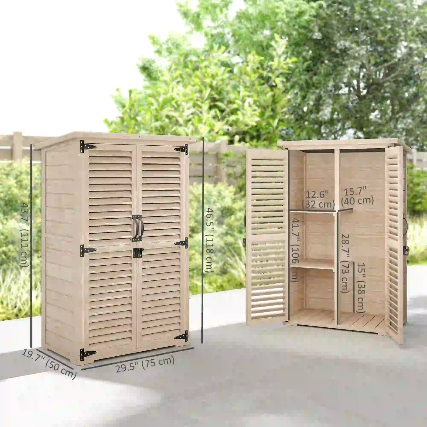 Wooden Garden Shed, 30" x 20" x 47", Waterproof Asphalt Roof, Shelves, Natural Sheds at Gallery Canada