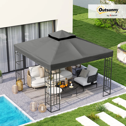 10' x 10' Gazebo Canopy Replacement Cover, UPF30+, Top Cover Only, Dark Grey Gazebo Canopy Replacement Dark Grey at Gallery Canada