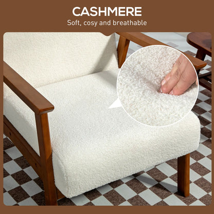 Living Room Chair Boucle Accent Chair for Bedroom with Wide Seat and Thick Padding, White Accent Chairs at Gallery Canada