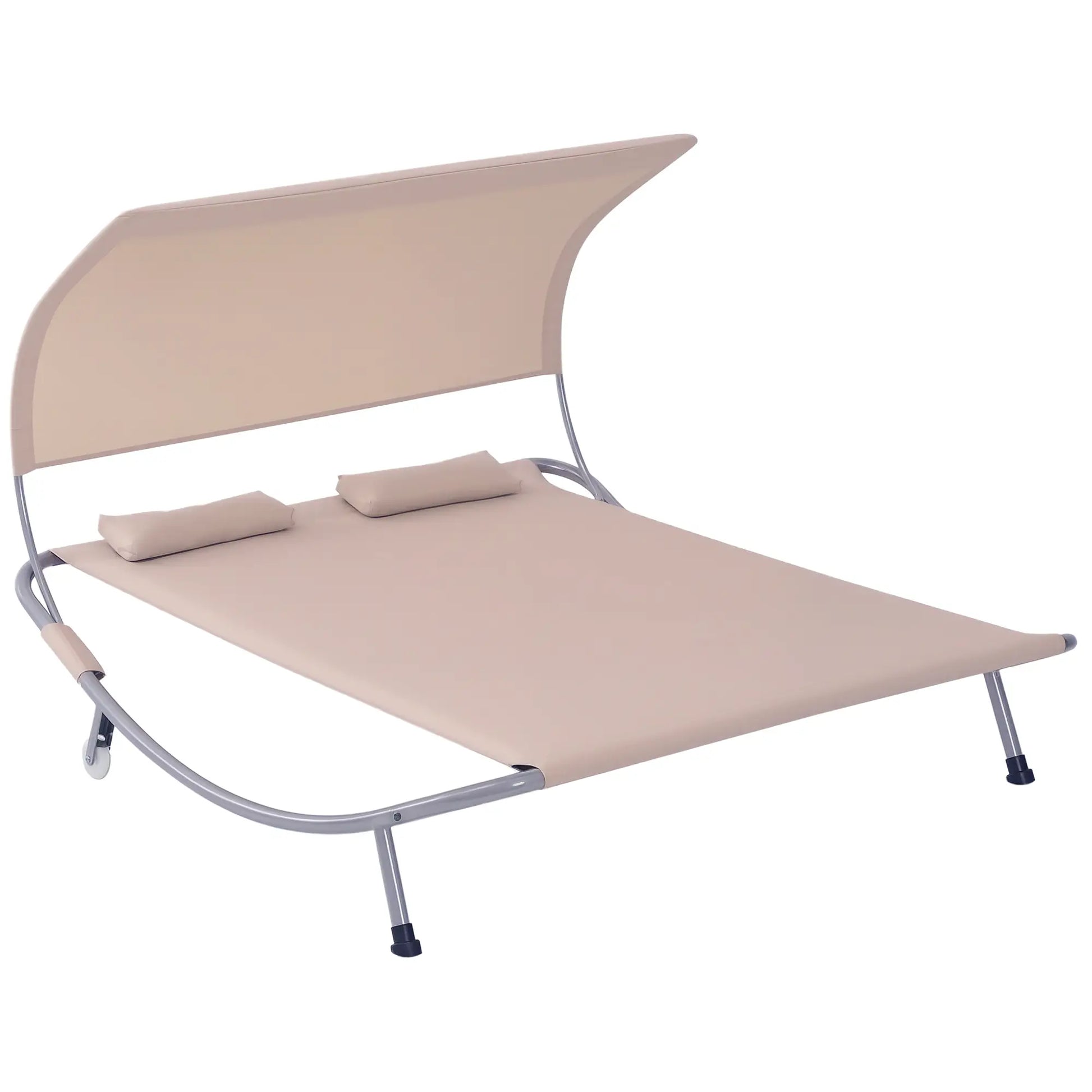 79" Outdoor Lounge Chair with Canopy, Double Chaise Lounger, Sand Lounger Chairs at Gallery Canada