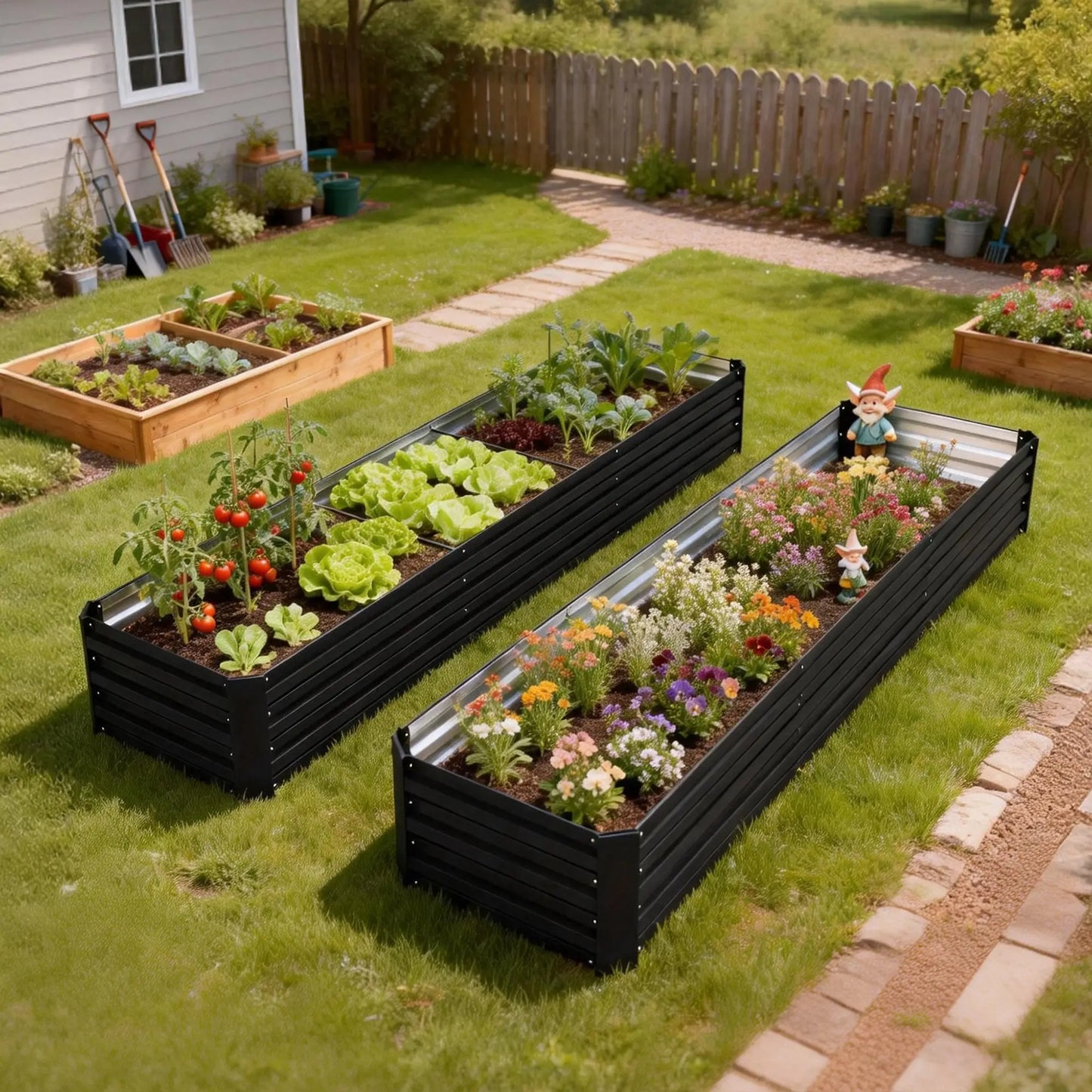 8'x2'x1' Galvanized Raised Bed, Elevated Planter Box, Black Galvanized Planter Boxes at Gallery Canada