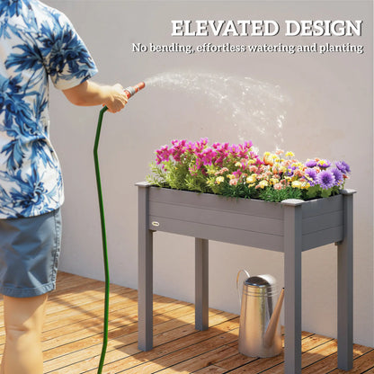 34"x18"x30" Wooden Raised Garden Bed, Elevated Planter Box with Legs, Dark Grey Raised Garden Beds at Gallery Canada