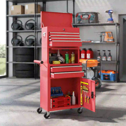 Large Tool Cabinet, 3-in-1 Rolling Chest, Storage Organizer with 6 Drawers, Red Tool Organizers at Gallery Canada