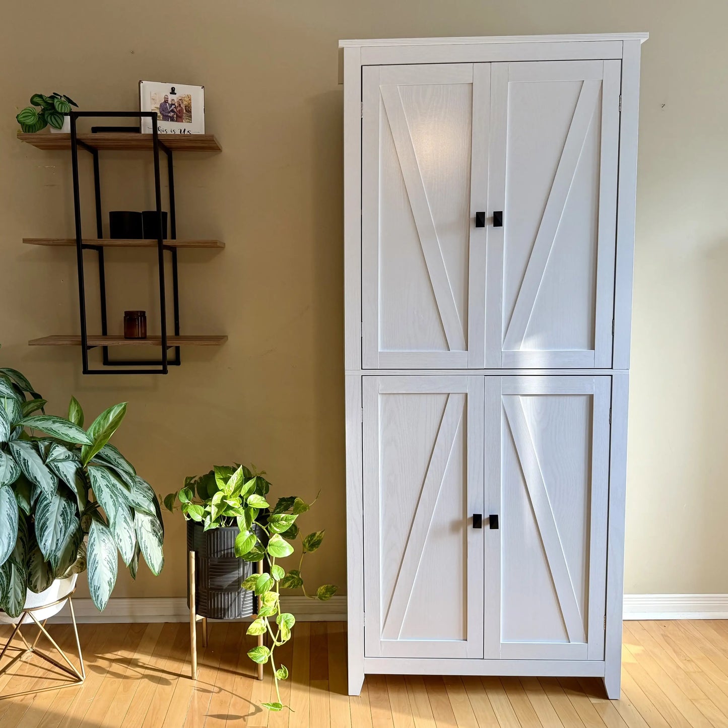 72" Freestanding Storage Cabinet, Kitchen Pantry with Doors, Shelves, White Kitchen Pantry Cabinets at Gallery Canada