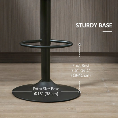 Adjustable Bar Stools Set of 2, Swivel with Footrest, PU Leather Round Top, Dark Grey Bar Stools at Gallery Canada