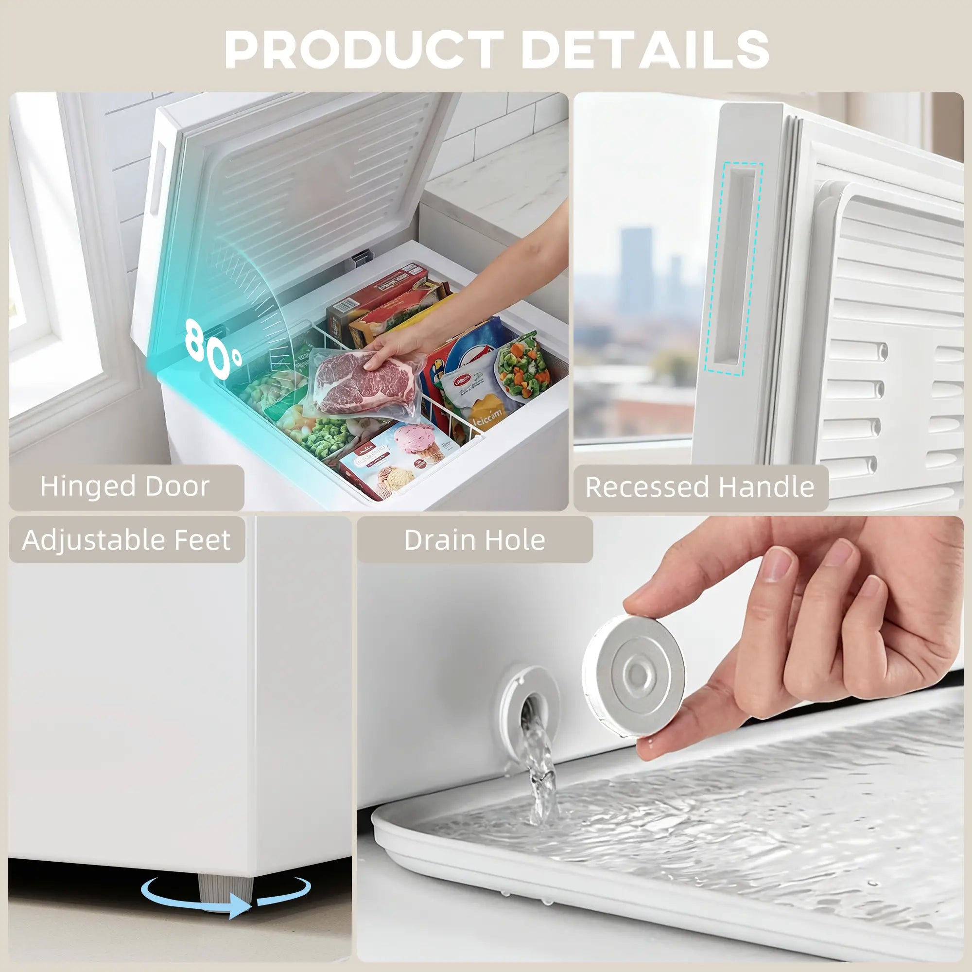 3.5 Cu.Ft Chest Freezer, Adjustable Thermostat, Wire Basket, White Small Kitchen Appliances at Gallery Canada