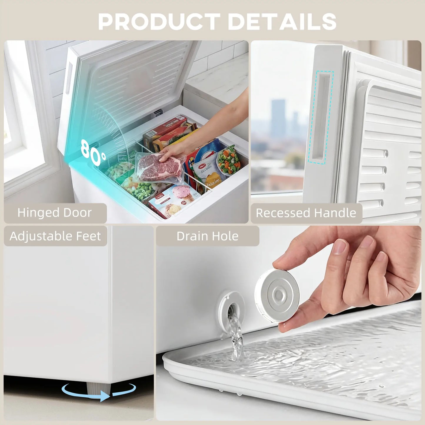 3.5 Cu.Ft Chest Freezer, Adjustable Thermostat, Wire Basket, White Small Kitchen Appliances at Gallery Canada