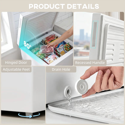 3.5 Cu.Ft Chest Freezer, Adjustable Thermostat, Wire Basket, White Small Kitchen Appliances at Gallery Canada