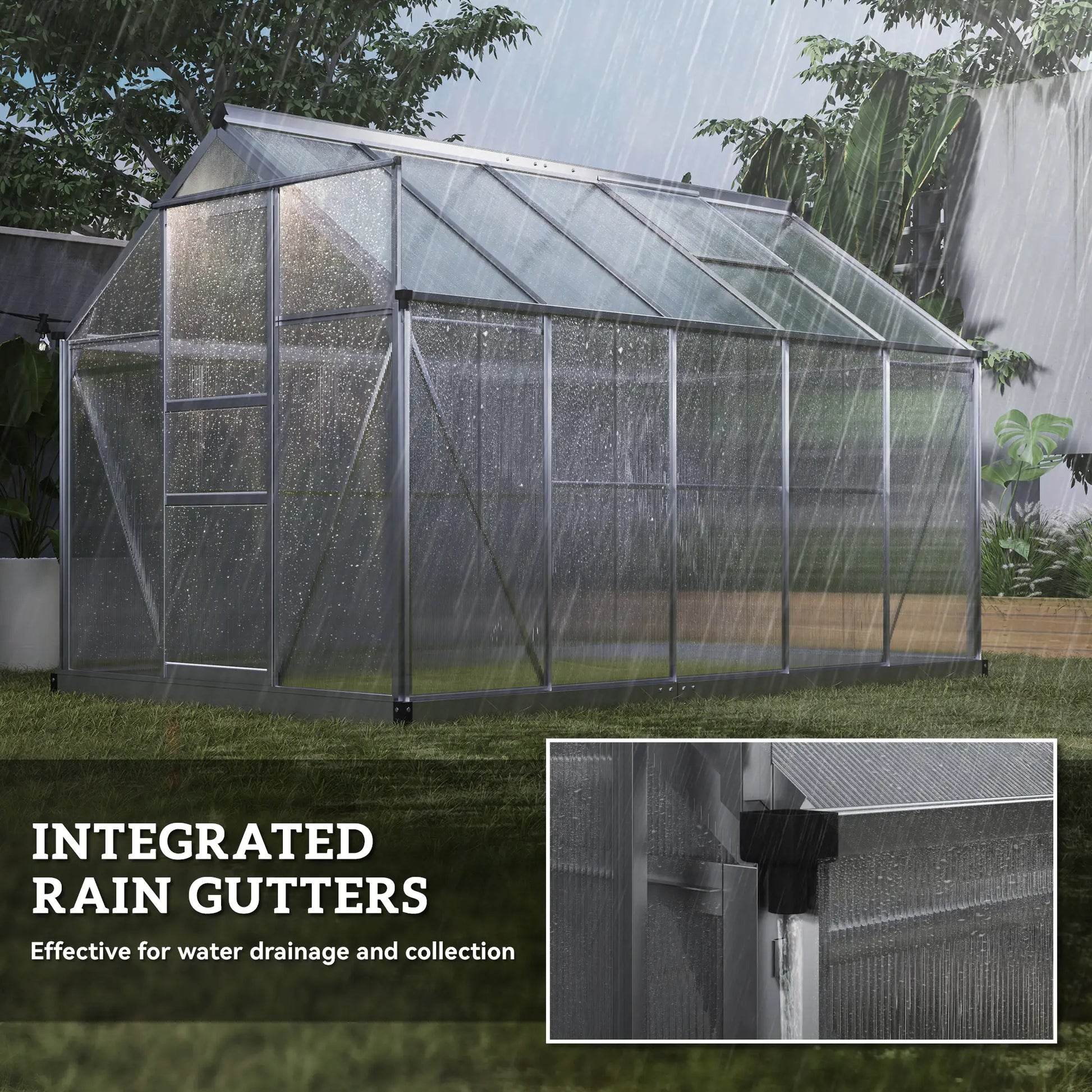 6' x 10' x 6.6' Polycarbonate Greenhouse, Walk-In Garden Kit, Galvanized Frame, Sliver Walk In Greenhouses at Gallery Canada
