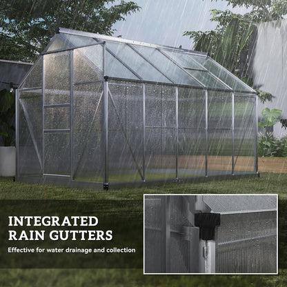 6' x 10' x 6.6' Polycarbonate Greenhouse, Walk-In Garden Kit, Galvanized Frame, Sliver Walk In Greenhouses at Gallery Canada
