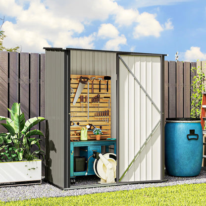5' x 3' Steel Garden Shed, Outdoor Storage With Lockable Door, Grey Sheds at Gallery Canada