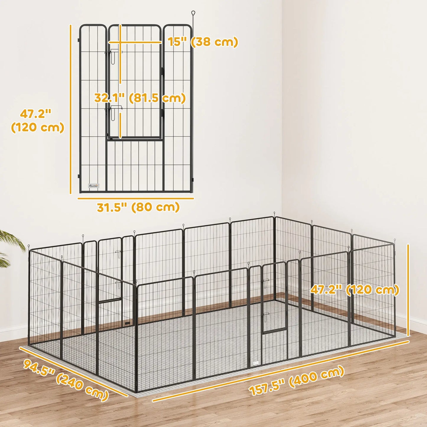 Heavy Duty Pet Playpen, 16 Panels Steel Dog Fence, 47" Height Houses, Kennels & Pens at Gallery Canada