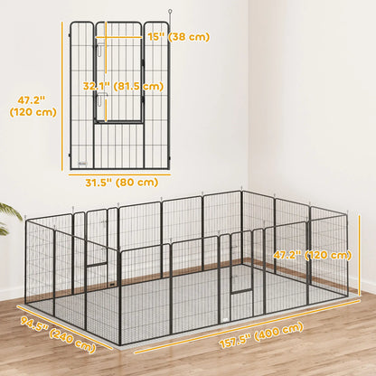 Heavy Duty Pet Playpen, 16 Panels Steel Dog Fence, 47" Height Houses, Kennels & Pens at Gallery Canada