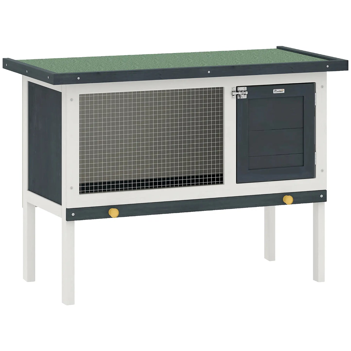 Wooden Outdoor Rabbit Hutch, Slide-Out Tray, Openable Roof, 35" W x 18" D x 26" H, Black Rabbit Hutch at Gallery Canada