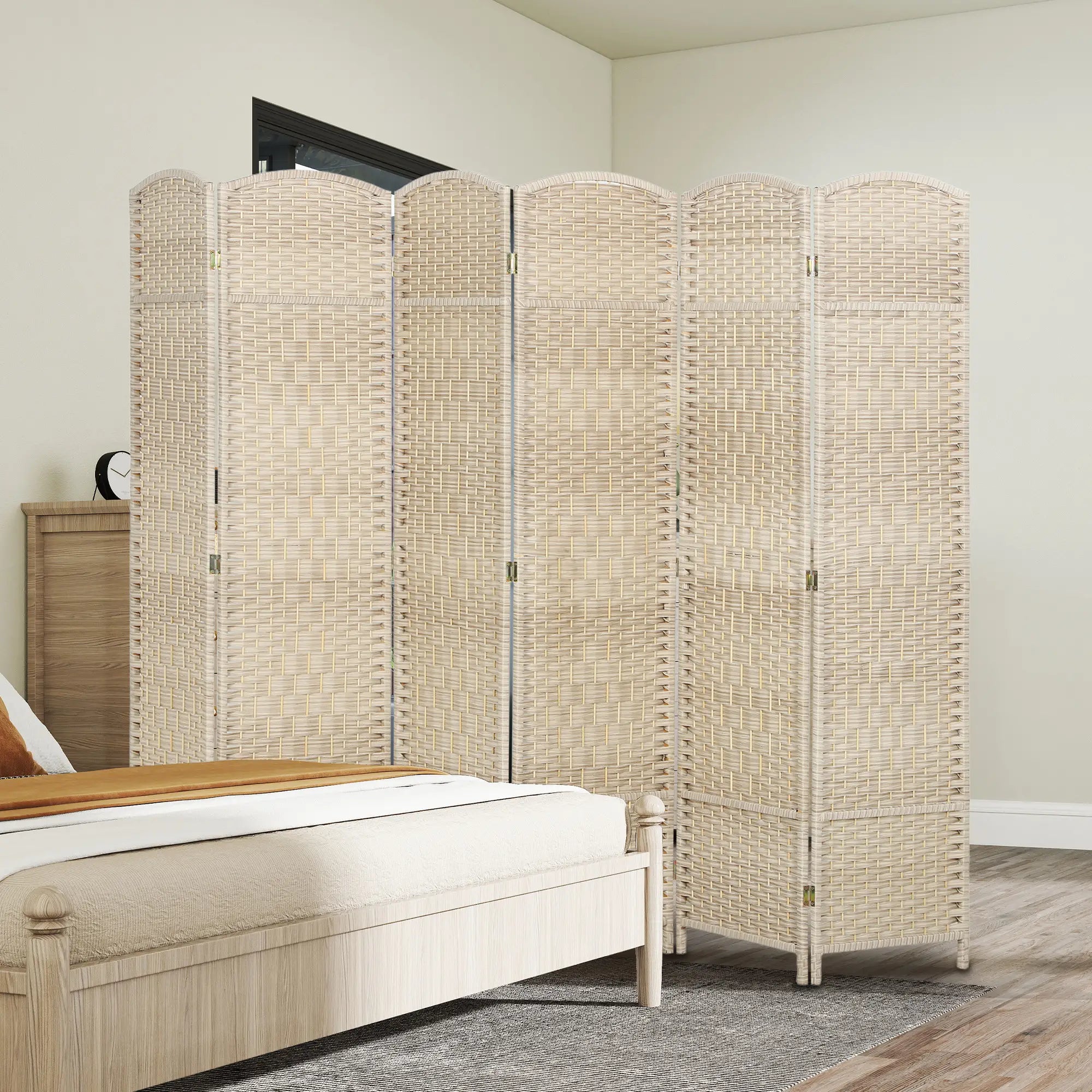 6 Ft Tall Folding Room Divider, 6 Panel Portable Privacy Screen, Light Oak Room Dividers at Gallery Canada