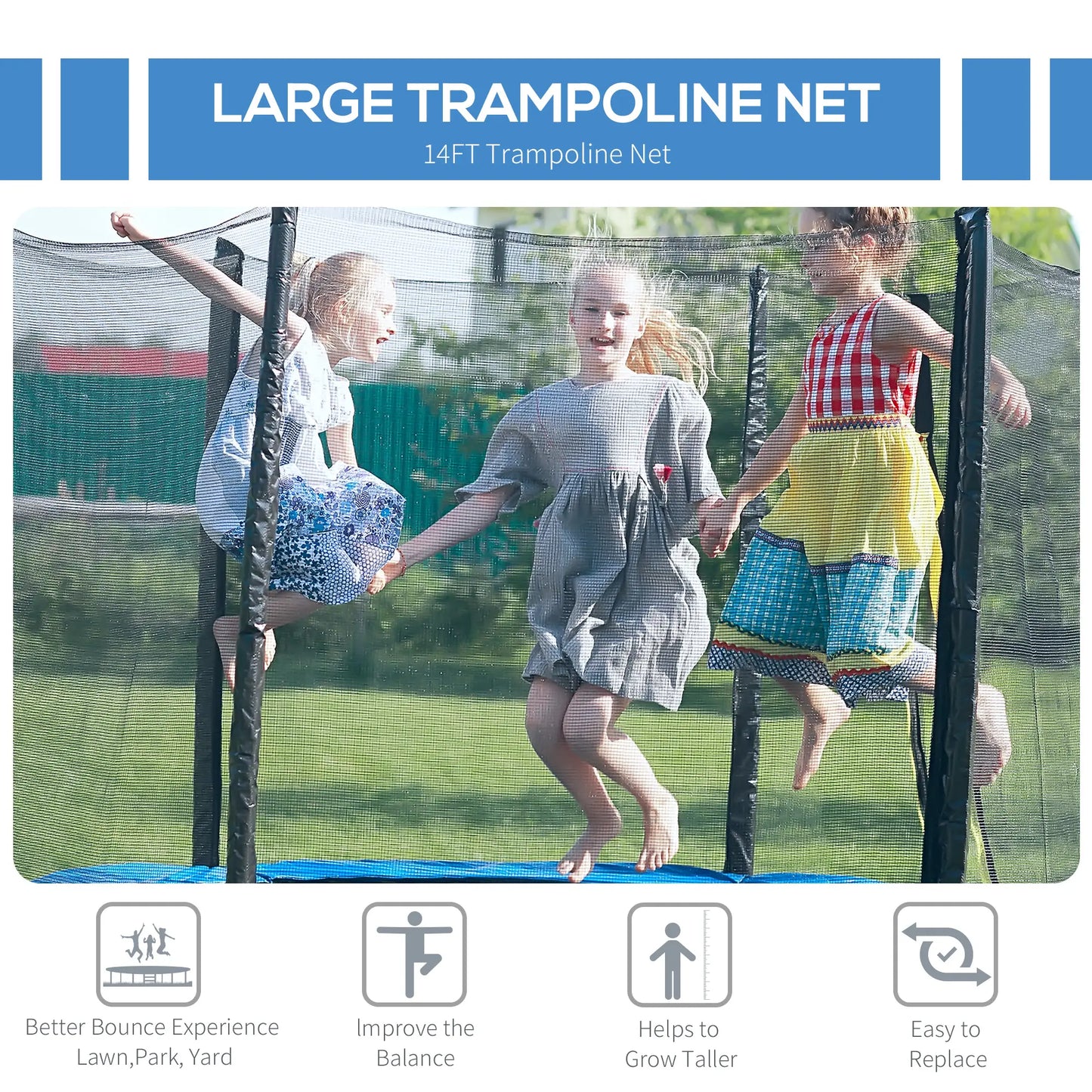 14 FT Trampoline Net Enclosure, 8 Poles, Black Trampolines at Gallery Canada