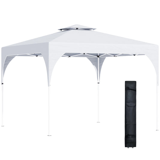 10'x10' Pop Up Canopy, Easy Set Up Party Tent, 2 Tier Vented Roof, Carrying Bag, White Pop Up Canopies White at Gallery Canada