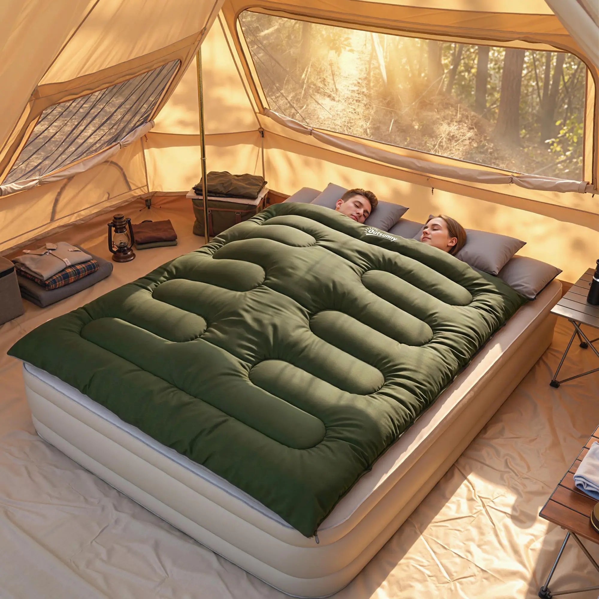 Queen Size, Double Sleeping Bag For Adults, Cold Weather, Green Camping Cots at Gallery Canada
