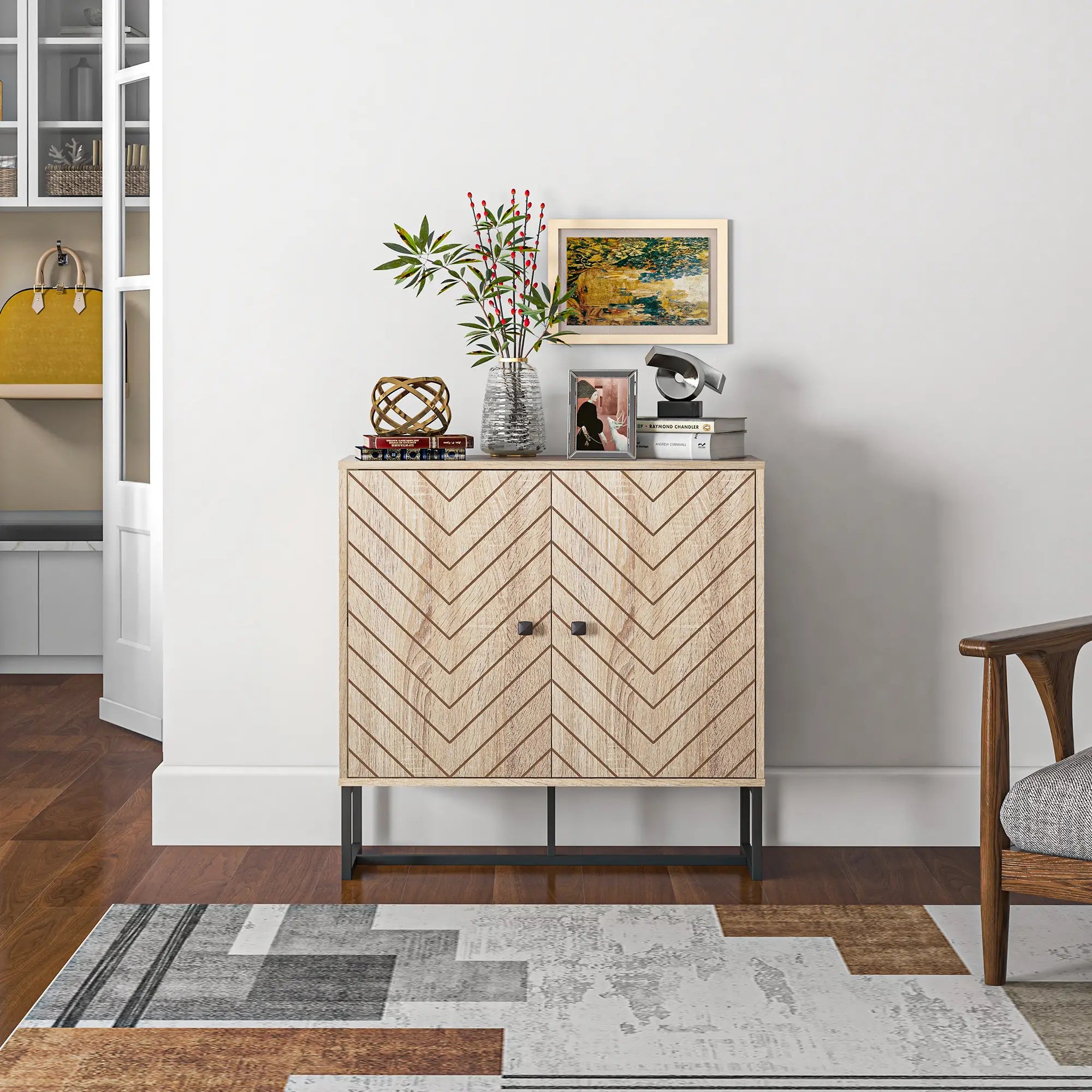 Modern Sideboard, Buffet Cabinet with 2 Doors, Adjustable Shelf, 31.5