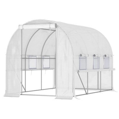 10' x 6.6' x 6.6' Walk-In Greenhouse, PE Cover, Zipper Doors, Mesh Windows, White Tunnel Greenhouses White at Gallery Canada