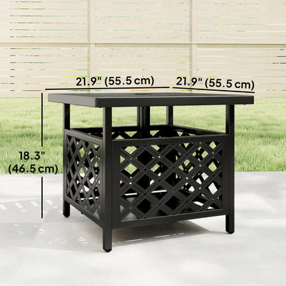 22" Outdoor Coffee Table, Metal Top, Slatted, Black Patio Side Tables at Gallery Canada