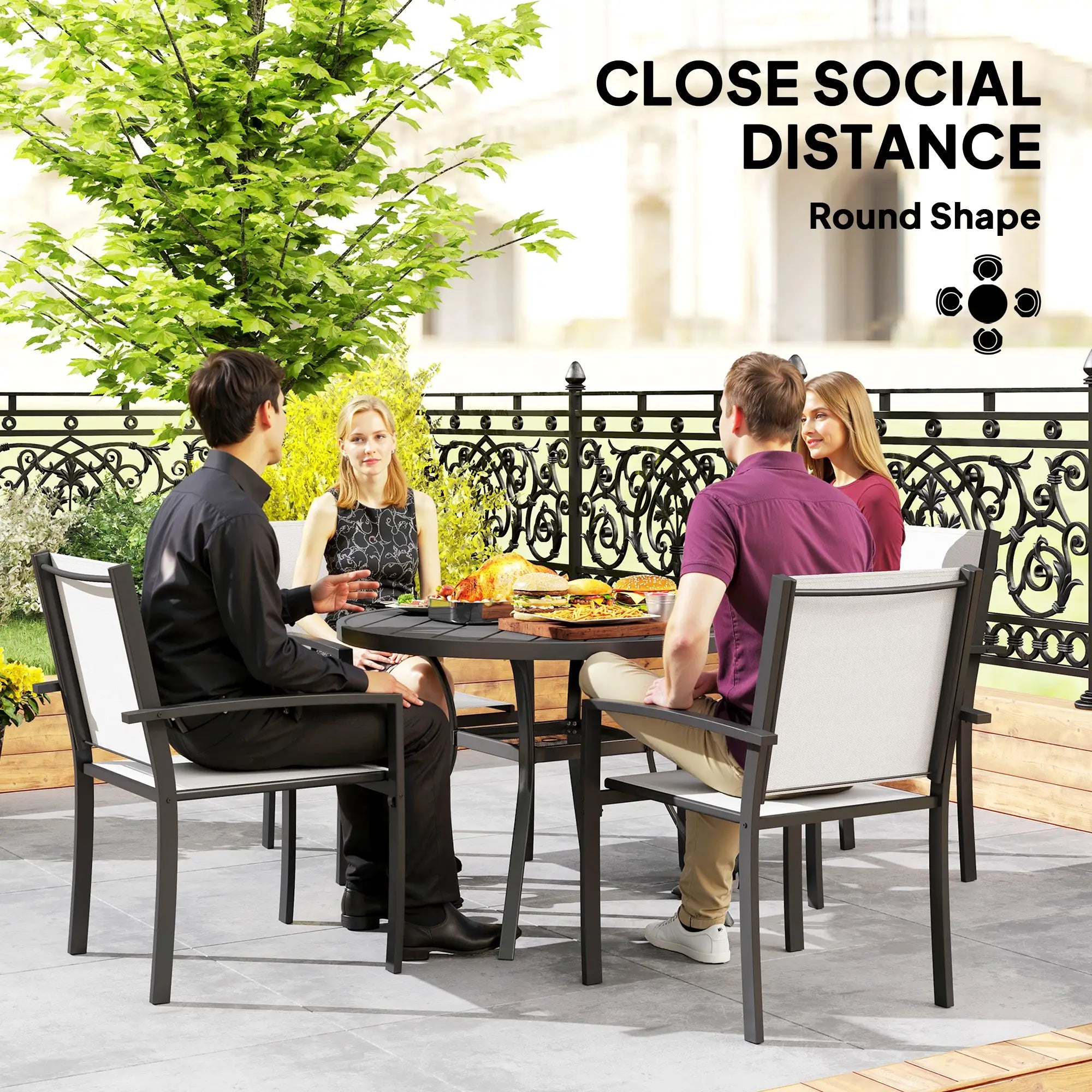 5 Piece Outdoor Dining Set, Round Table, 4 Stackable Chairs Outdoor Dining Sets at Gallery Canada