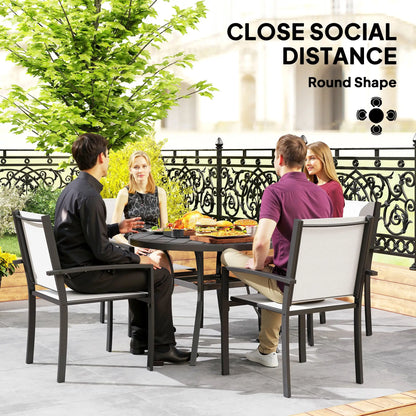 5 Piece Outdoor Dining Set, Round Table, 4 Stackable Chairs Outdoor Dining Sets at Gallery Canada