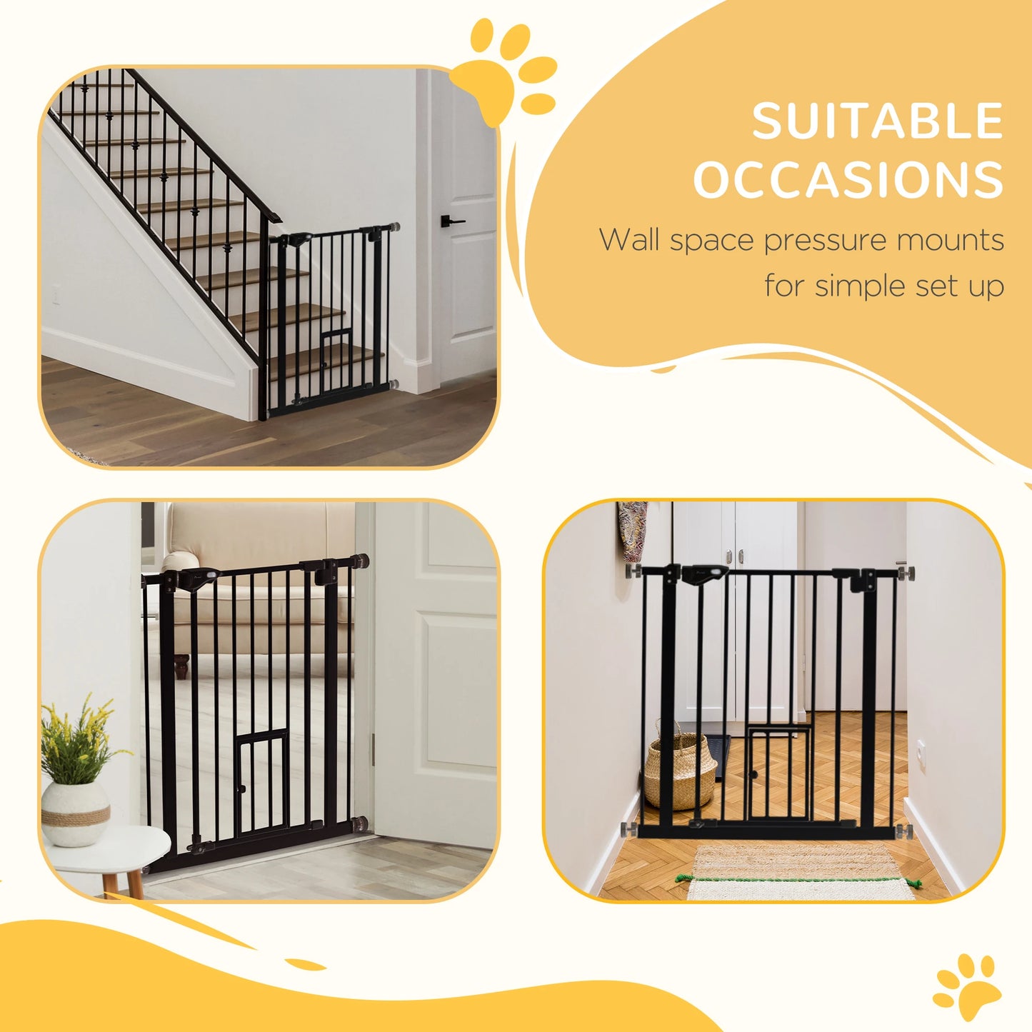 36" Indoor Dog Gate for Doorways, House, Stairs, Black Houses, Kennels & Pens at Gallery Canada