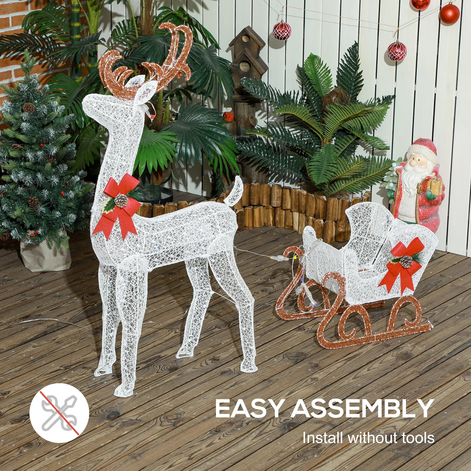 Lighted Deer Christmas Decor, 170 LED, Garden, White Christmas Deer Lights at Gallery Canada