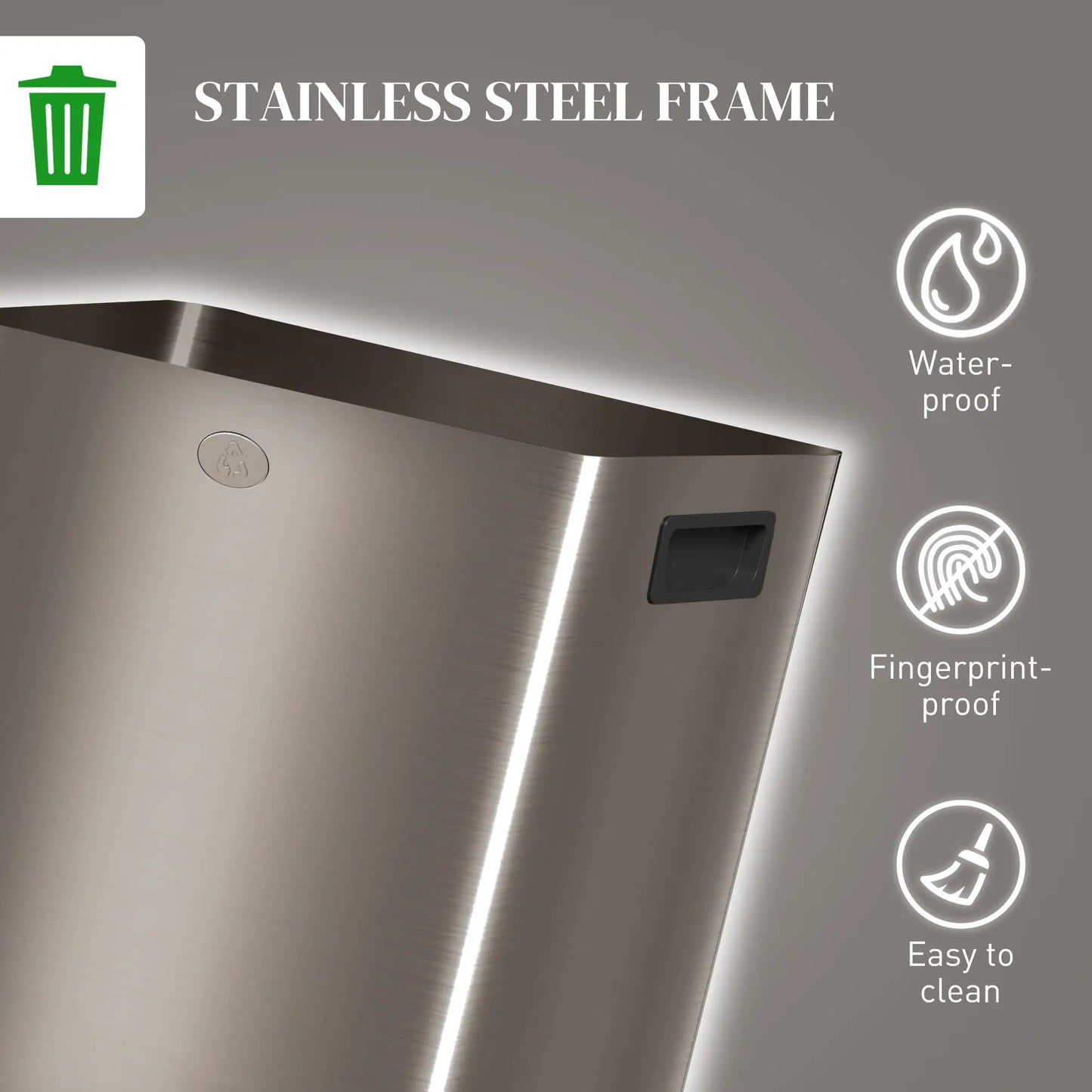 Dual Garbage Bin, Soft Close Trash Can, 2 x 20 Liter, Gold Household Supplies at Gallery Canada