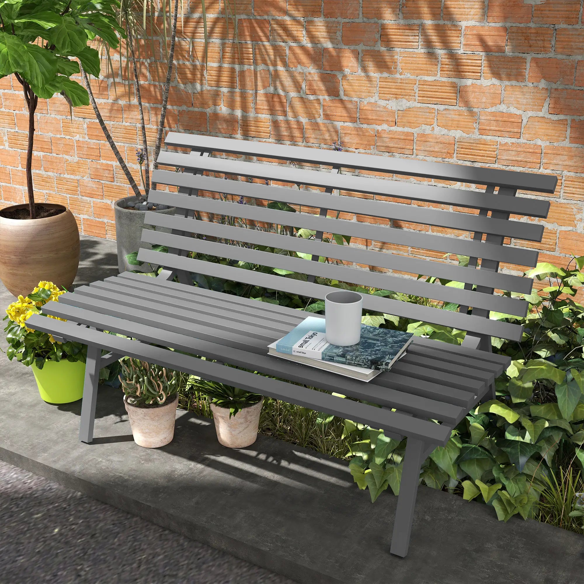 Outdoor Patio Bench, Aluminum Lightweight Park Bench, Grey Piano Benches at Gallery Canada
