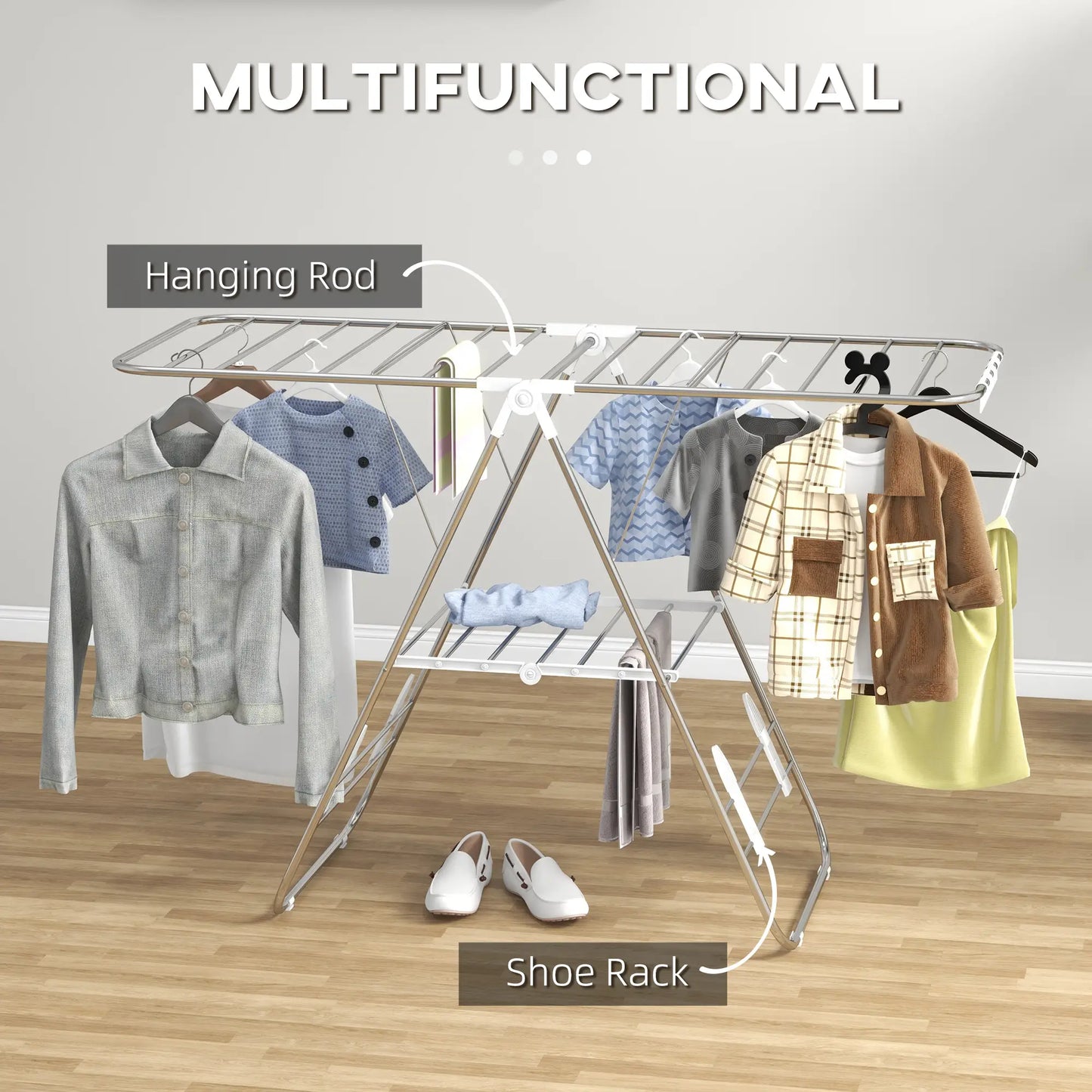 Stainless Steel 2-Tier Foldable Clothes Drying Rack, Silver Bath Accessories at Gallery Canada