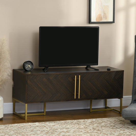TV Stand for 55 inches, TV Cabinet with 2 Door Cabinets, 2 Cable Managements and Adjustable Shelves, Natural - Gallery Canada