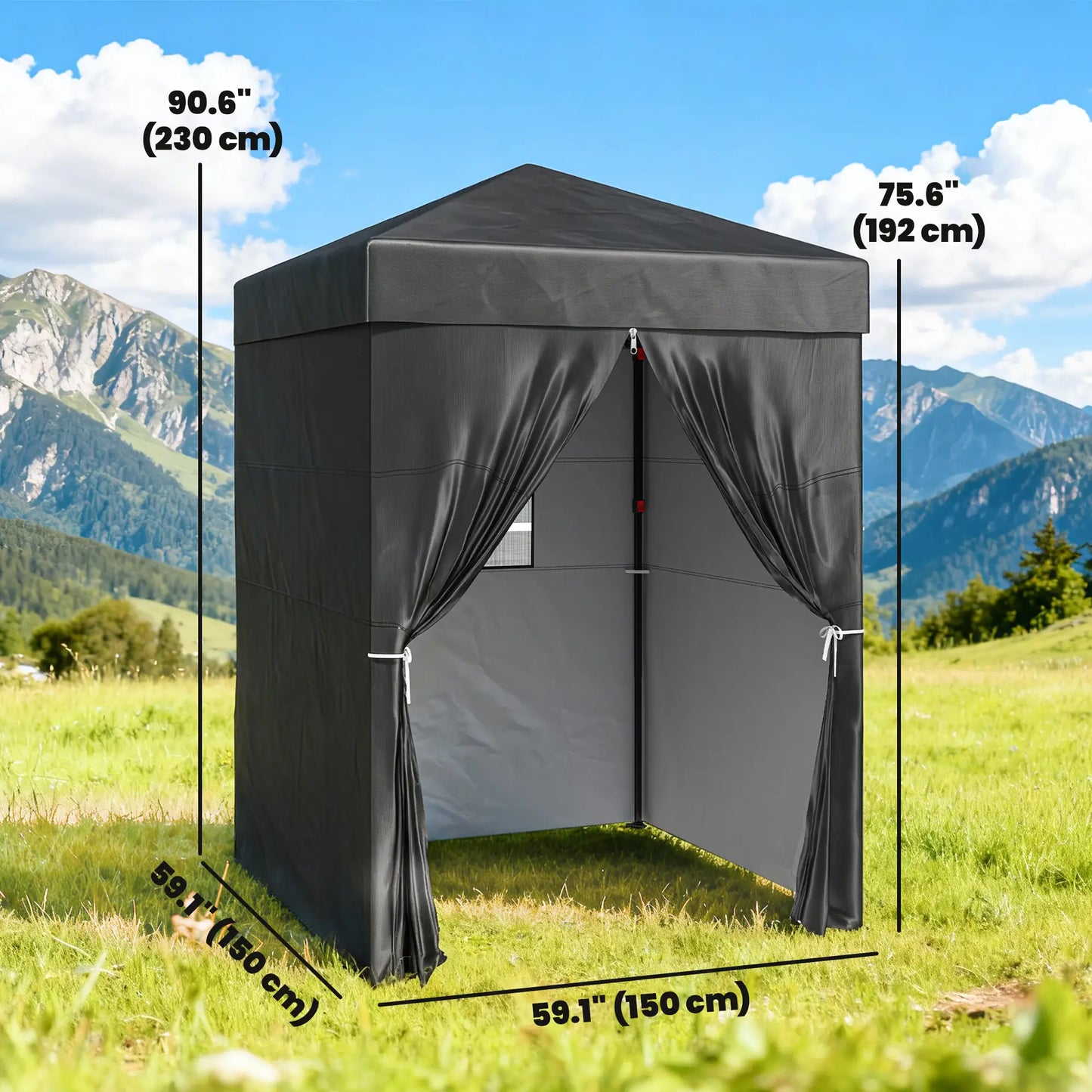 5 x 5 ft Compact Pop Up Canopy Tent, UPF 50+ Changing Room, Black Pop Up Canopies at Gallery Canada