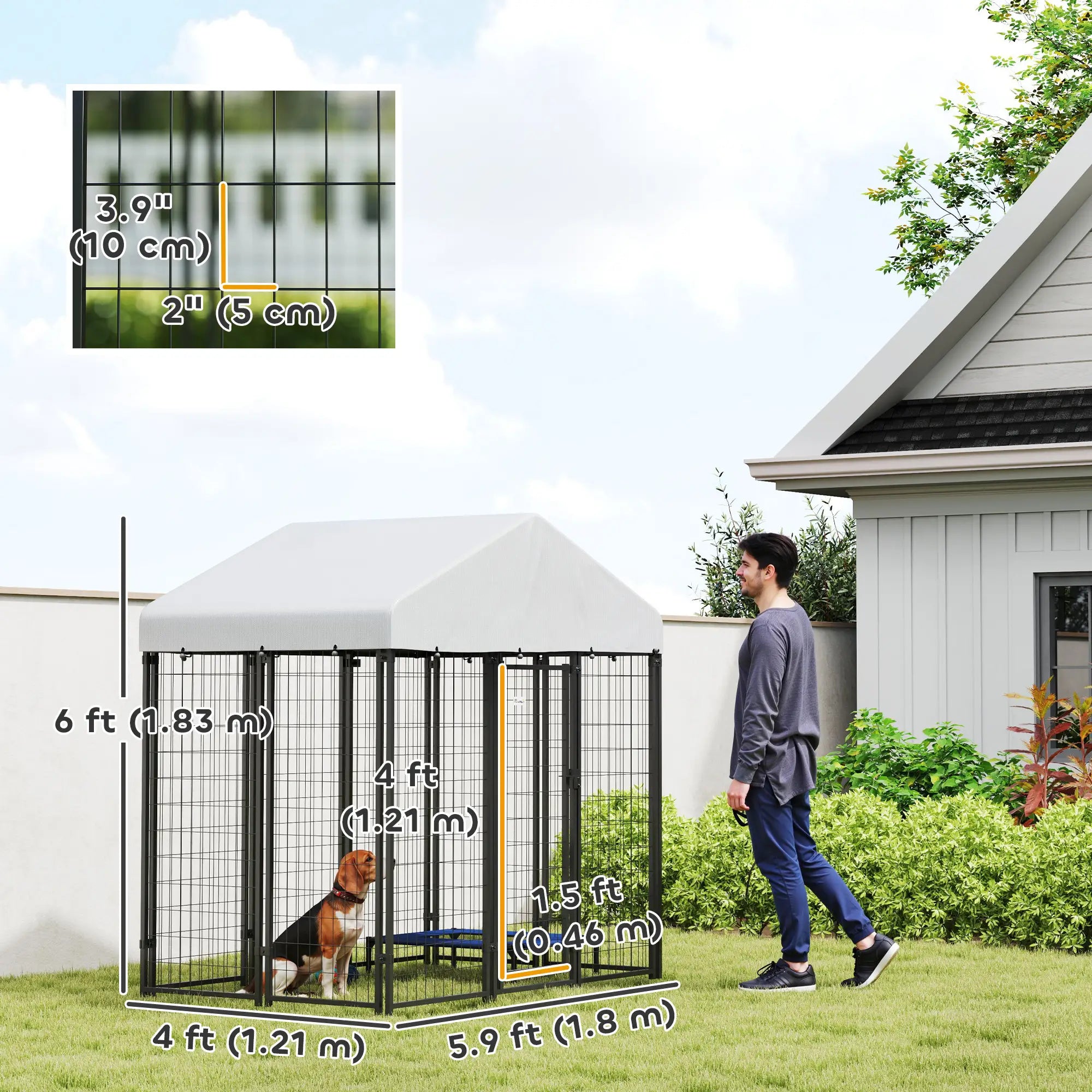 Outdoor Dog Kennel, Waterproof UV-Resistant Cover, 6 x 4 x 6 ft Houses, Kennels & Pens at Gallery Canada