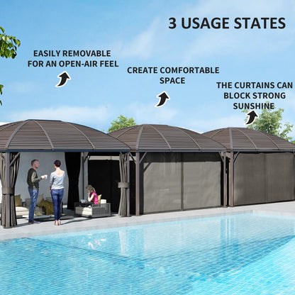 10' x 13' Hardtop Gazebo, Aluminum Canopy, Mesh Nettings, Dark Grey Gazebos at Gallery Canada