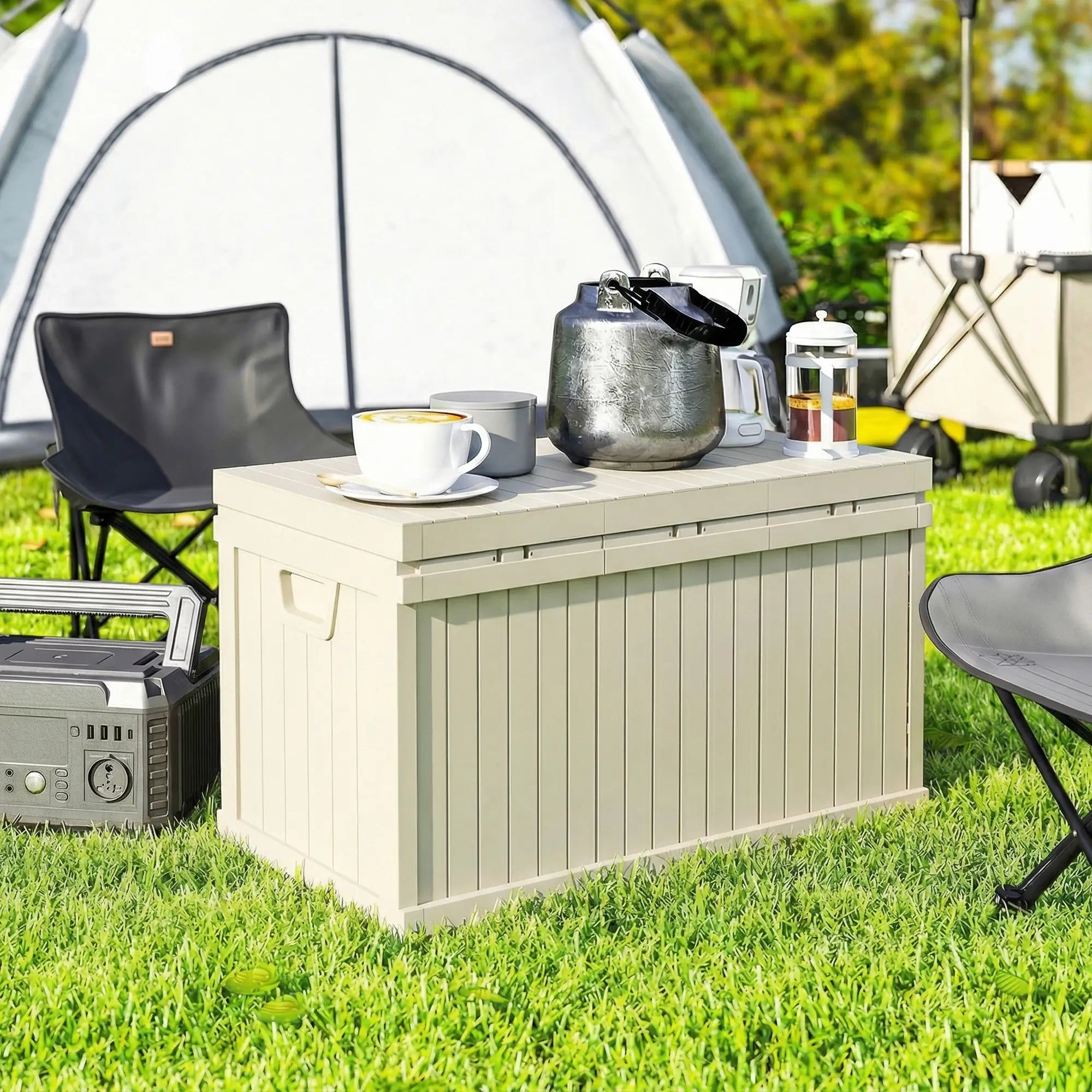70 Gallon Resin Deck Box, Waterproof Outdoor Storage Container Patio Storage Boxes at Gallery Canada