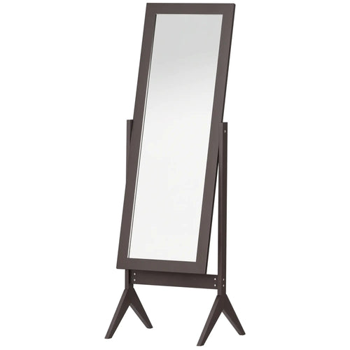 Full Length Mirror, Free Standing, Adjustable Angle, Dark Brown