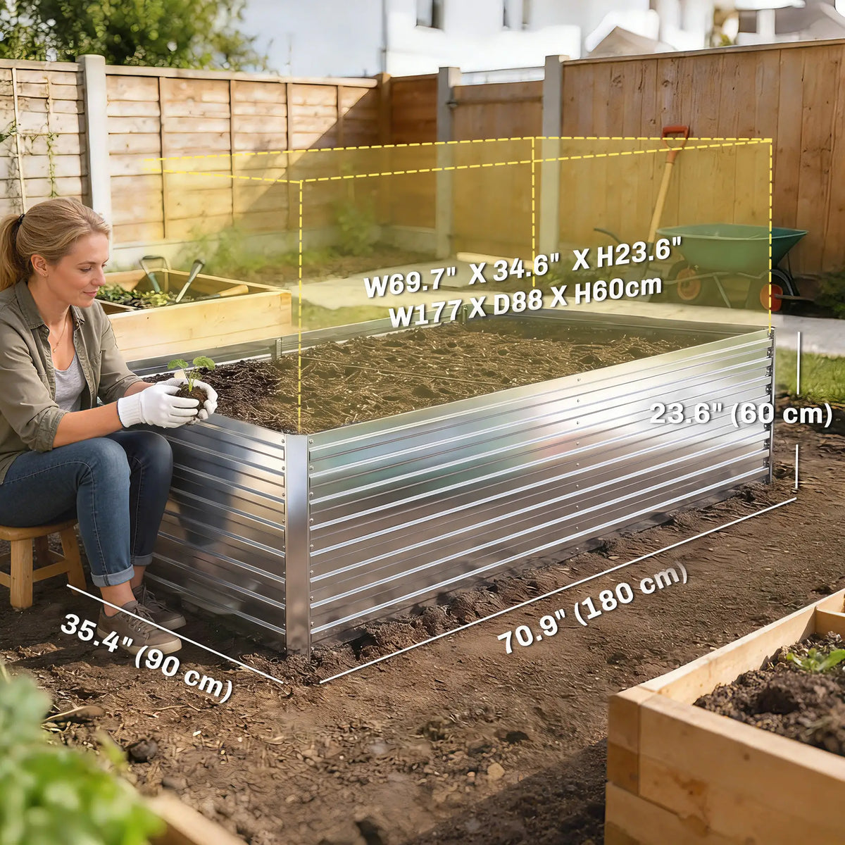 Galvanised Raised Garden Bed Set, 6 x 3 x 2 ft, Silver Galvanized Planter Boxes at Gallery Canada
