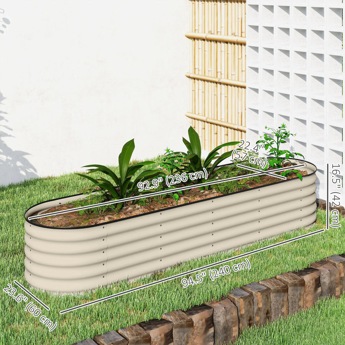 Galvanized Steel Raised Garden Bed, 8 x 2 x 1.5 FT, Cream White Galvanized Planter Boxes at Gallery Canada