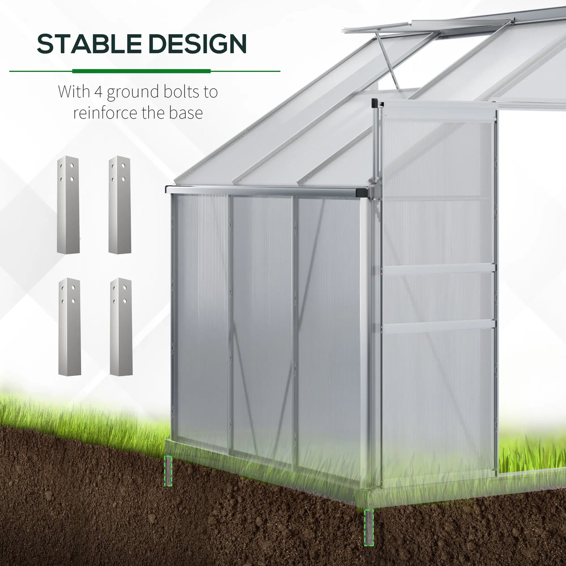 6' x 4' Aluminum Greenhouse, Polycarbonate, Adjustable Roof Vent, Clear Walk In Greenhouses at Gallery Canada
